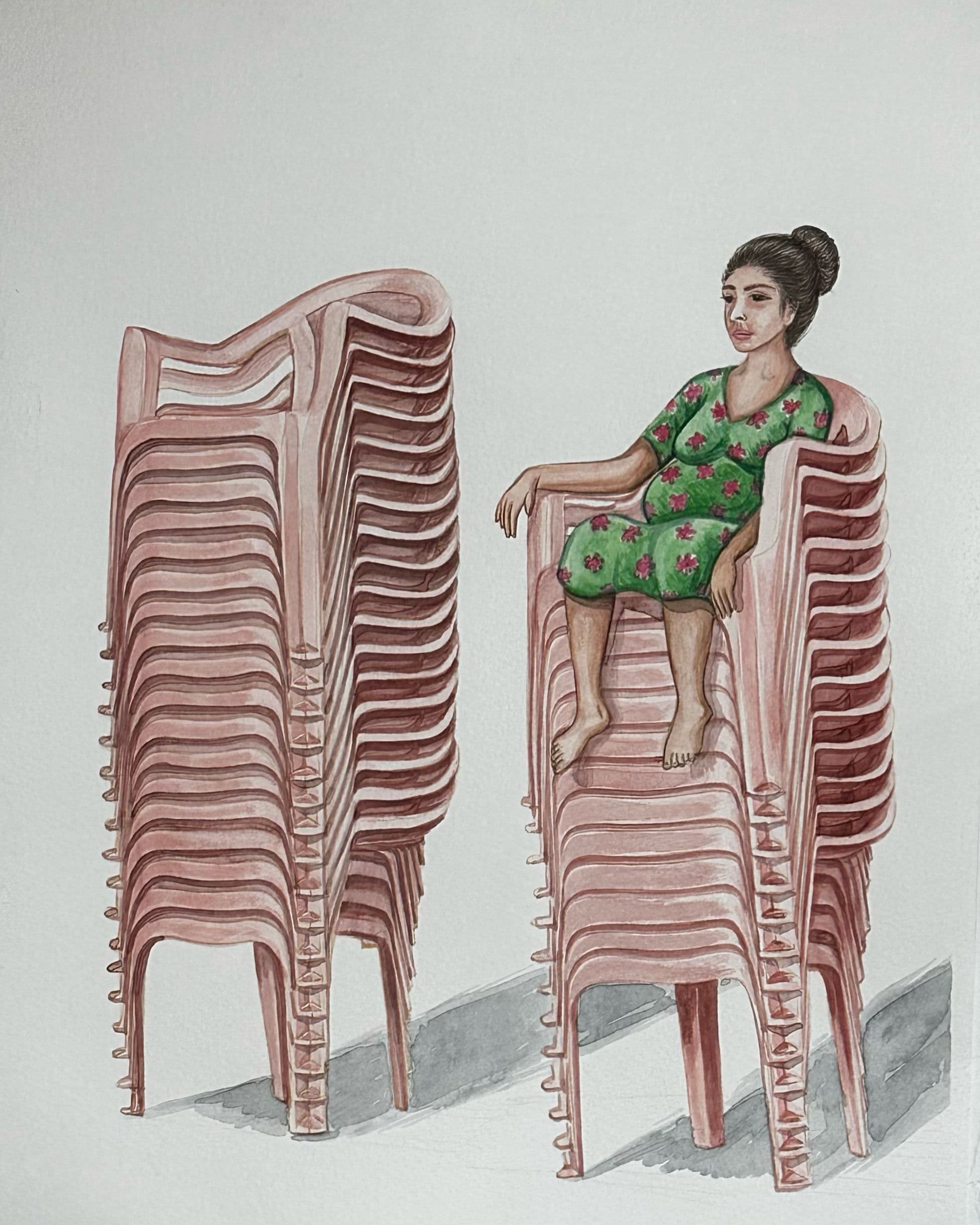 She Needs Rest by Gunjan Tyagi, Acrylic on Canvas, 2023