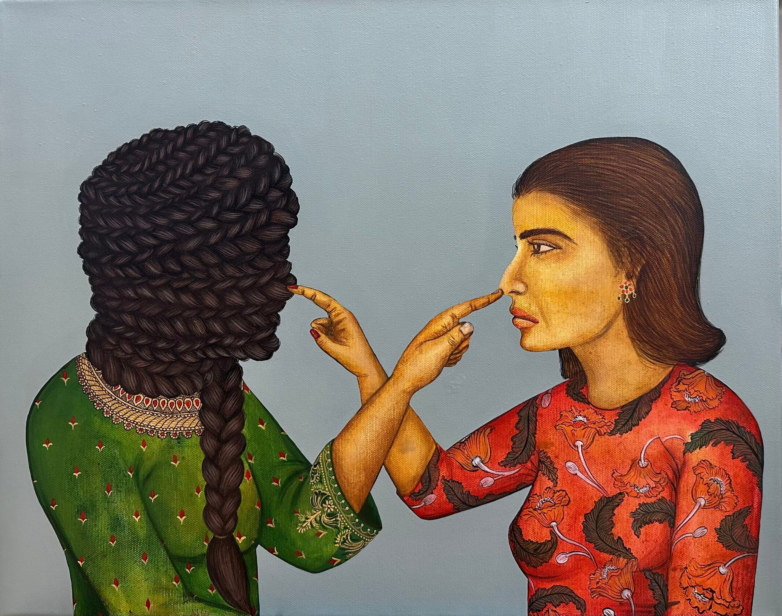 Chains of Braids by Gunjan Tyagi, Acrylic on Canvas, 2023