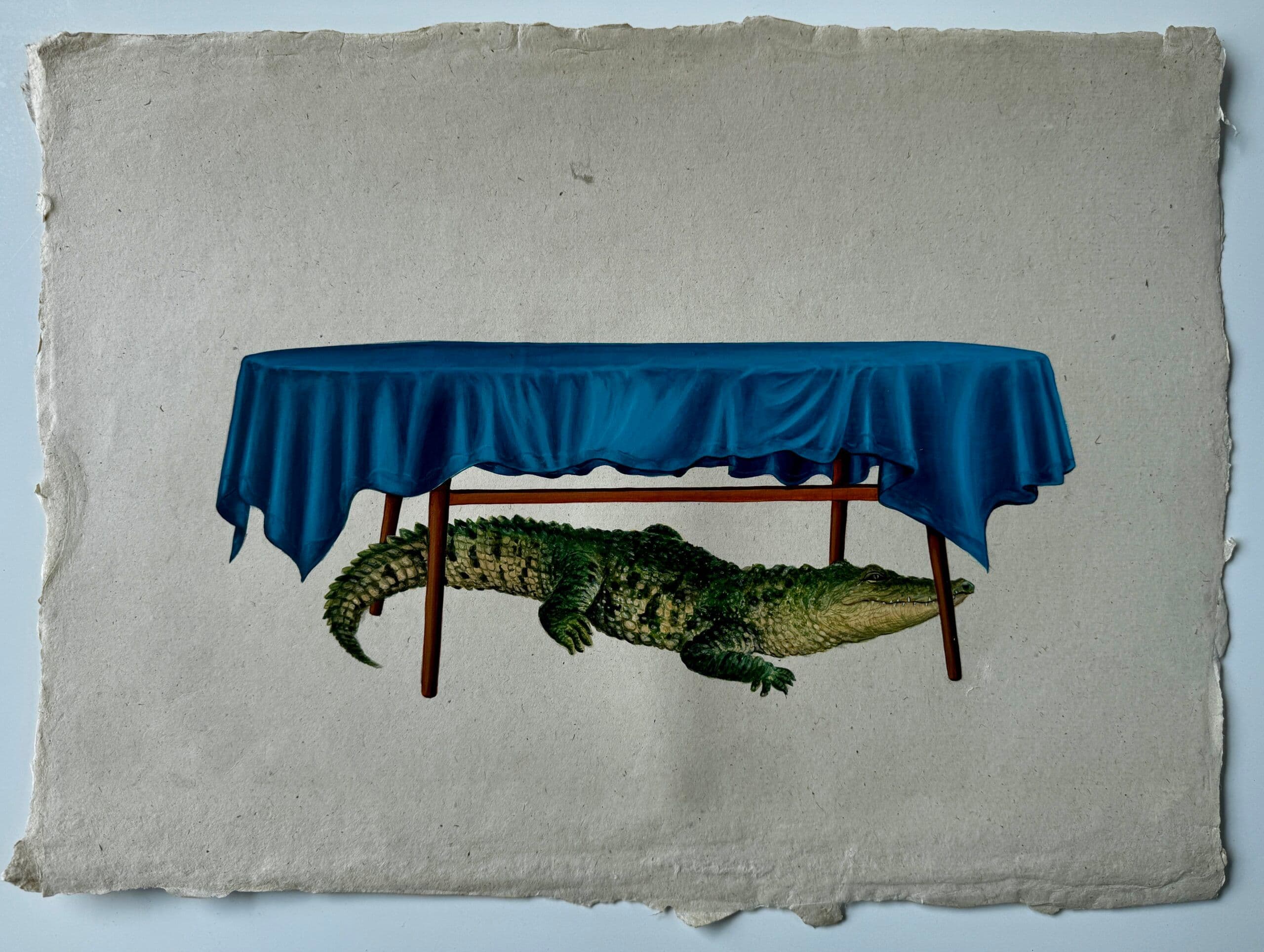 Under the Table by Gunjan Tyagi, Mix Media on Paper, 2024