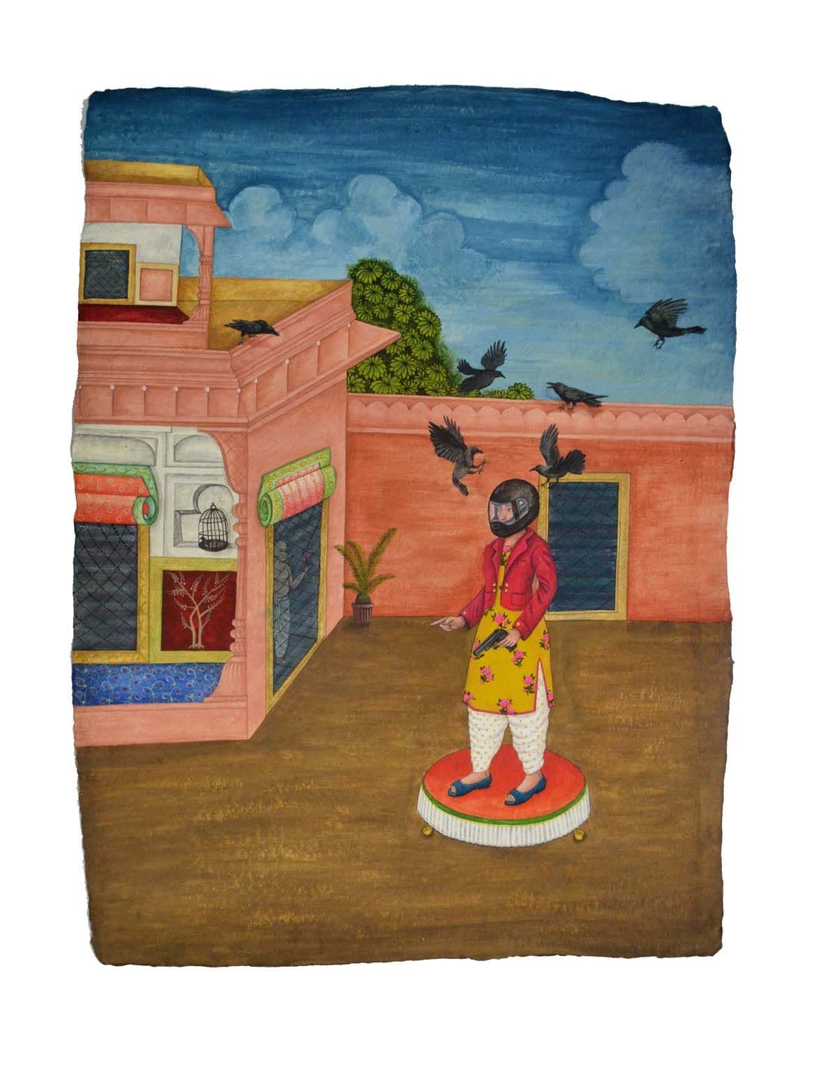 Don't Steal the Crow Hatchling by Gunjan Tyagi, Acrylic on Canvas, 2018