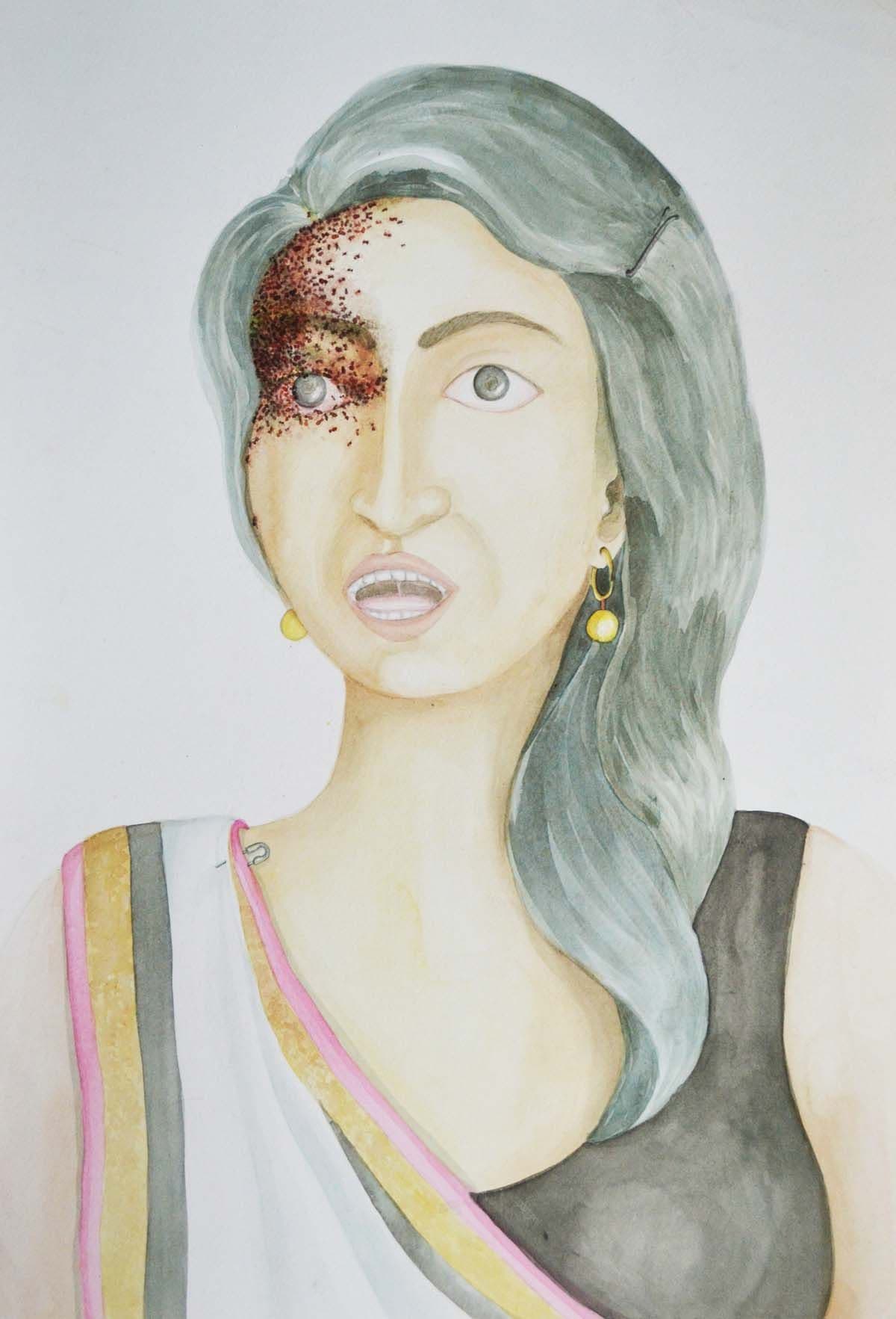 Burning Eye by Gunjan Tyagi, Acrylic on Canvas, 2018